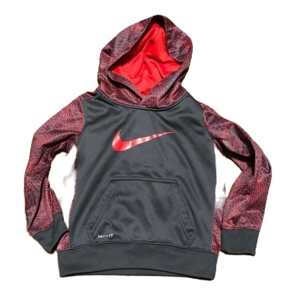 Nike Sweatshirt 3T Boys Gray Red Hooded Toddler Pullover